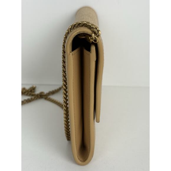 Saint Laurent Micro Raffia Monogram Uptown Chain Wallet – Natural Hay Blush - Picture 6 of 16